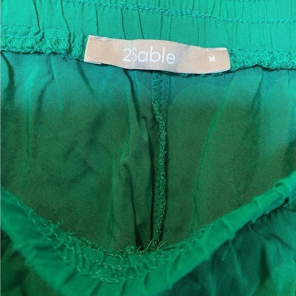 Green Rayon Dressy Shorts with Lace Trim - Picture 3 of 3